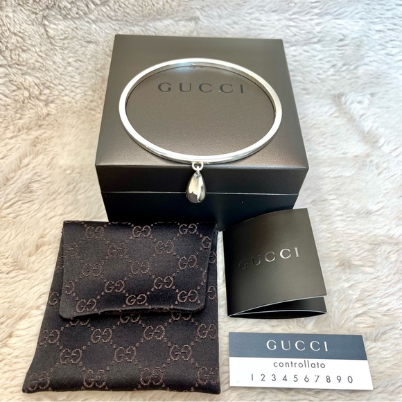Gucci Sterling Silver Teardrop Bangle Bracelet Full Inclusion - Picture 3 of 13